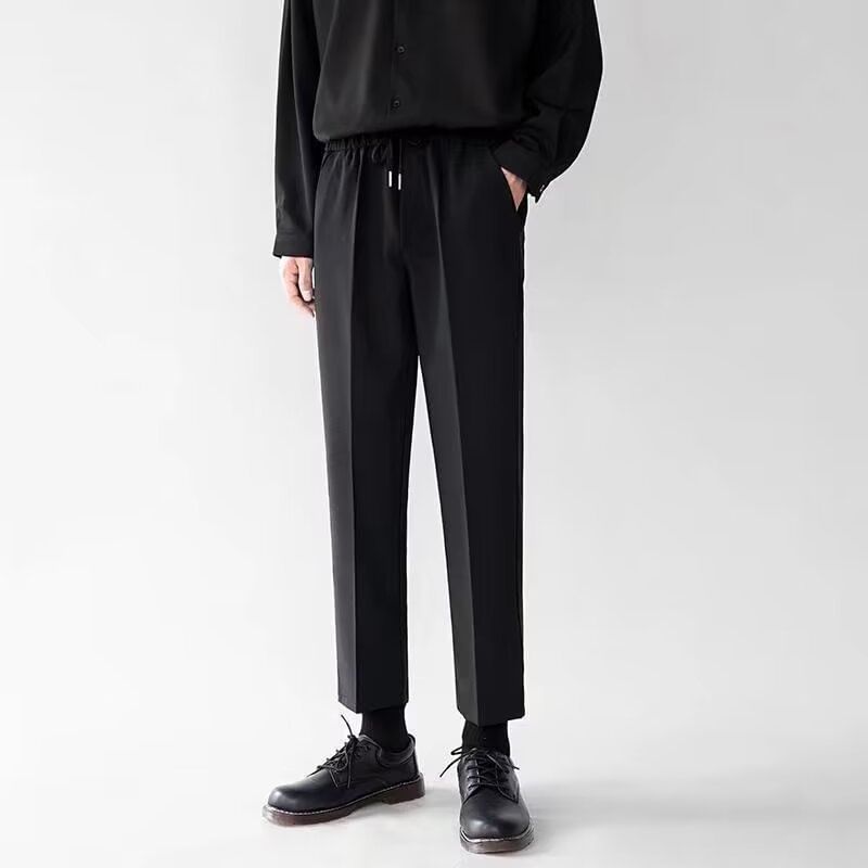 Cowpow - Effen cropped, taps toelopende broek met trekkoord in de taille