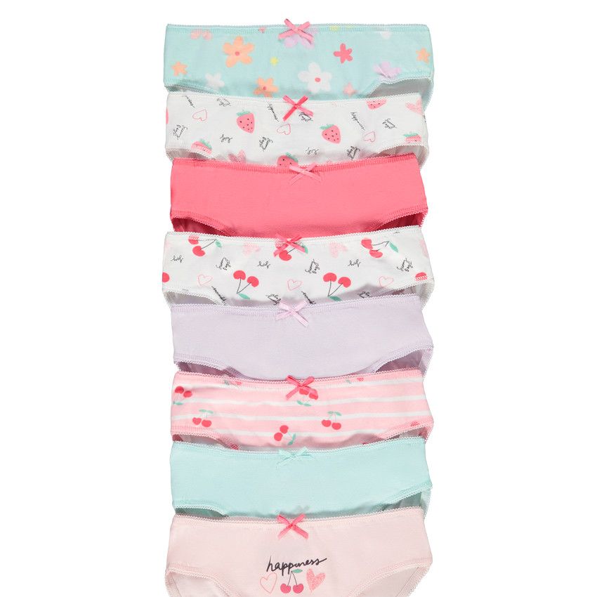 Lot de 8 culottes fantaisie en jersey pour fille - Blanc