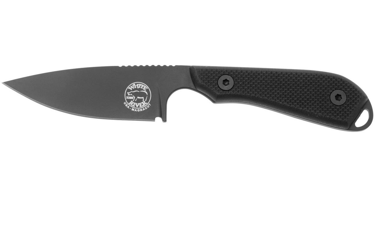 White River Knives M1 Backpacker Pro WRM1-TBL-CBI-MAG Black PVD Magnacut, Black G10, vaststaand mes