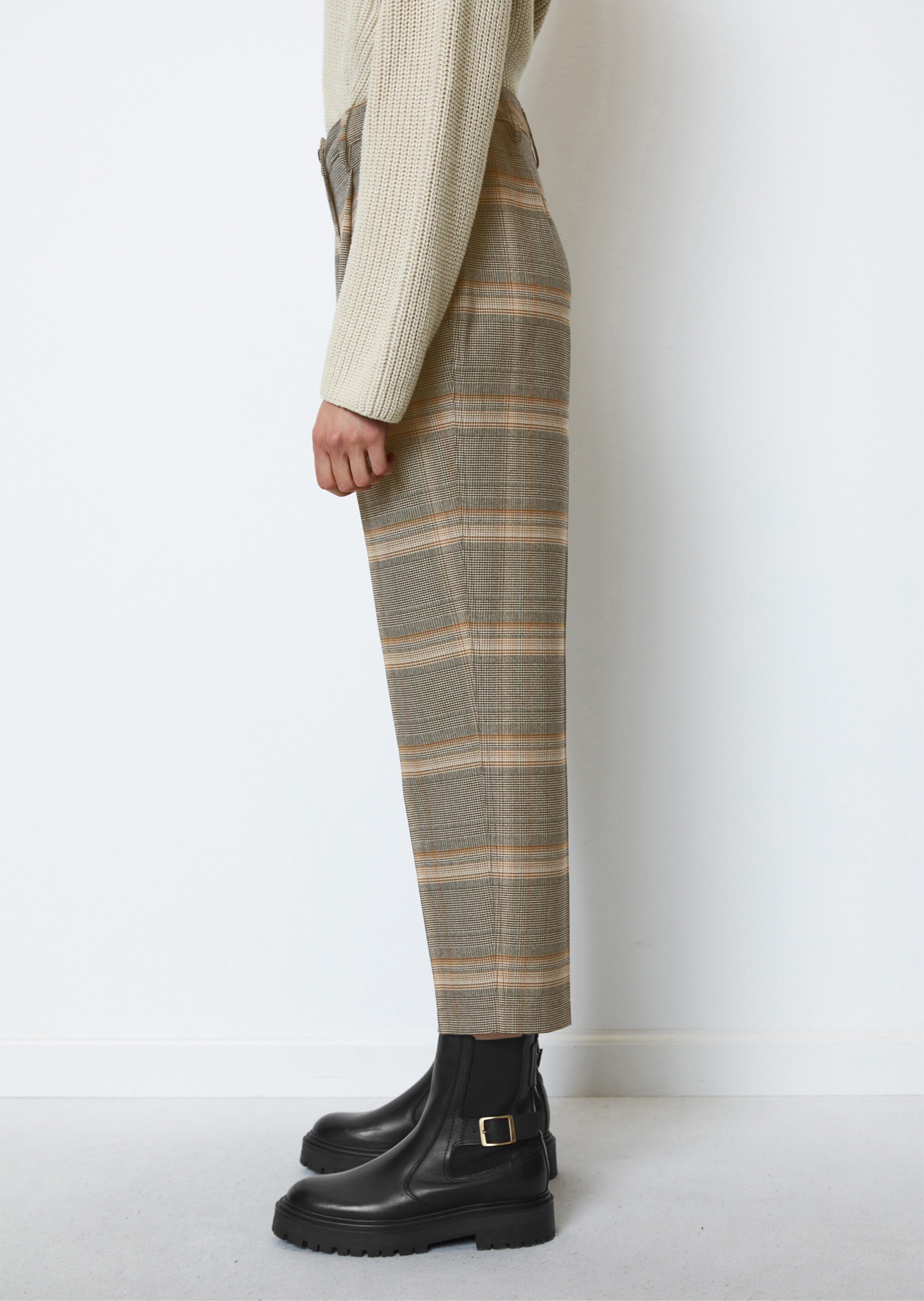 Feingemusterte Flanell-Chino tapered mit reycelten Materialien
