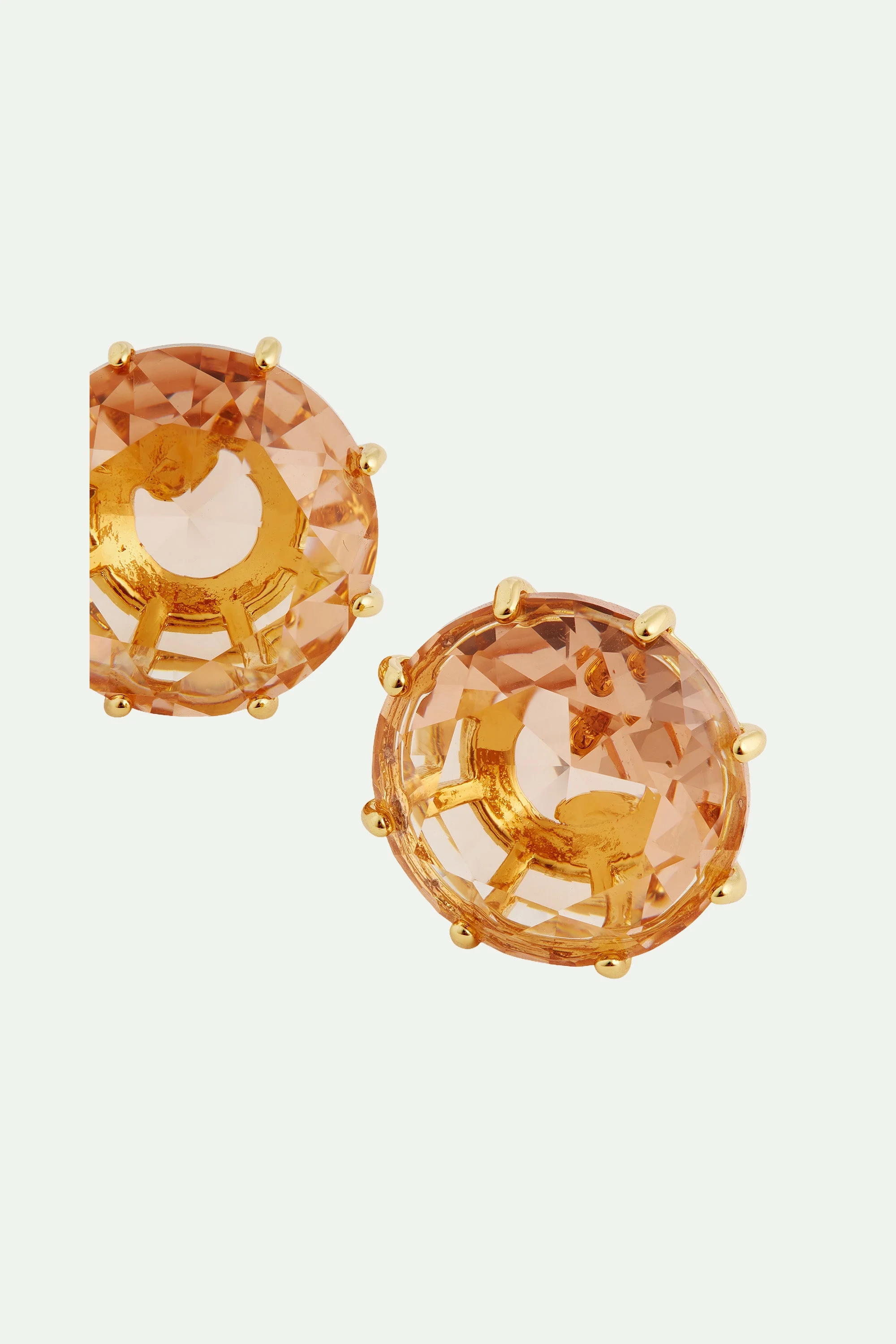 Boucles d'oreilles tiges pierre ronde la diamantineabricot | Rose