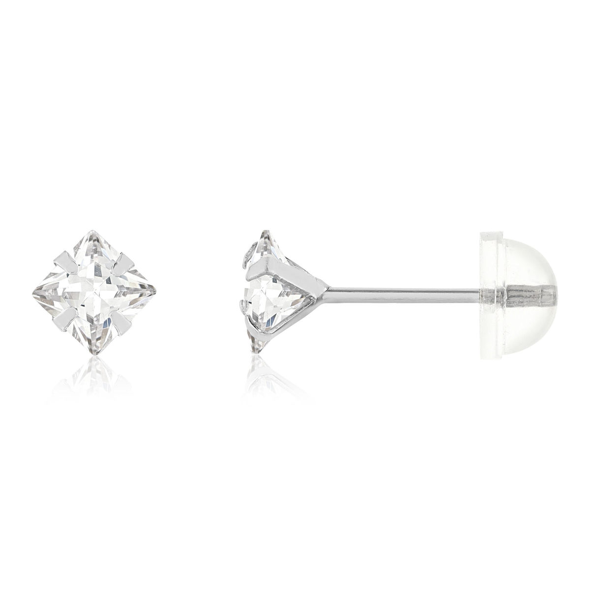 Boucles d'oreilles or 375 blanc zirconias blancs