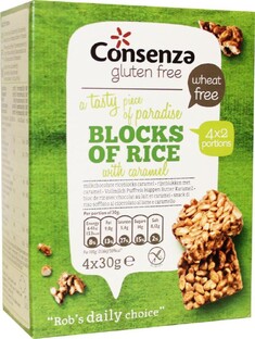 Consenza Rijstblokken met Caramel 120GR