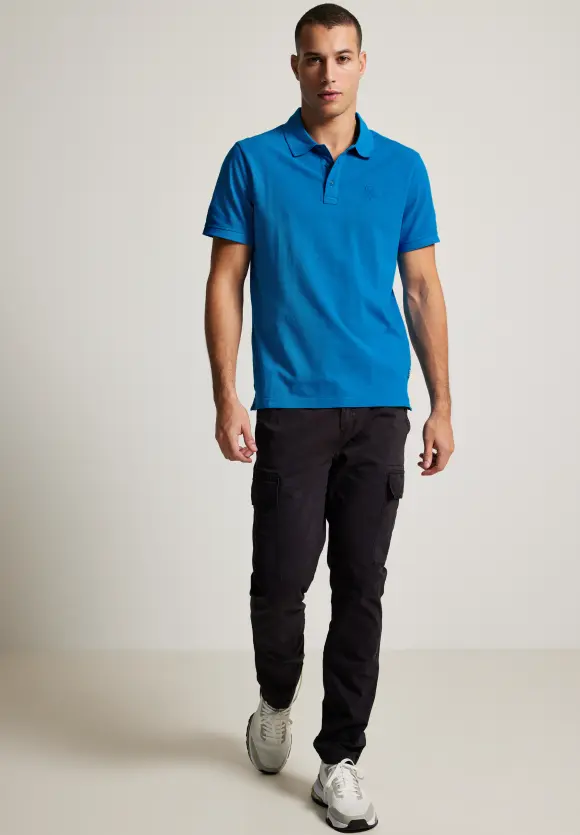 Poloshirt in Piqueé - laguna blue