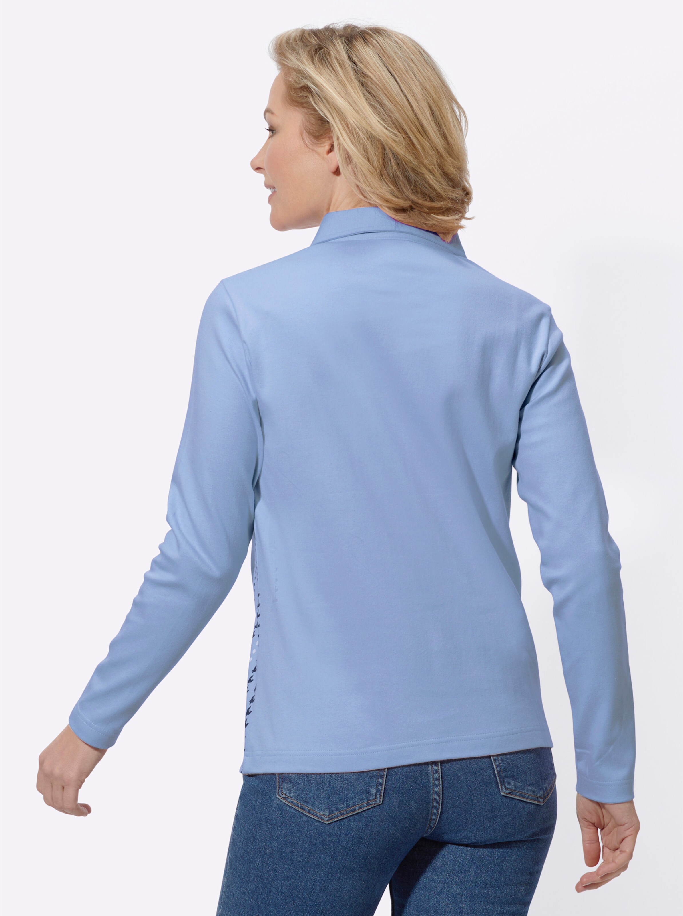 Winter-Shirt in bleu-bedruckt