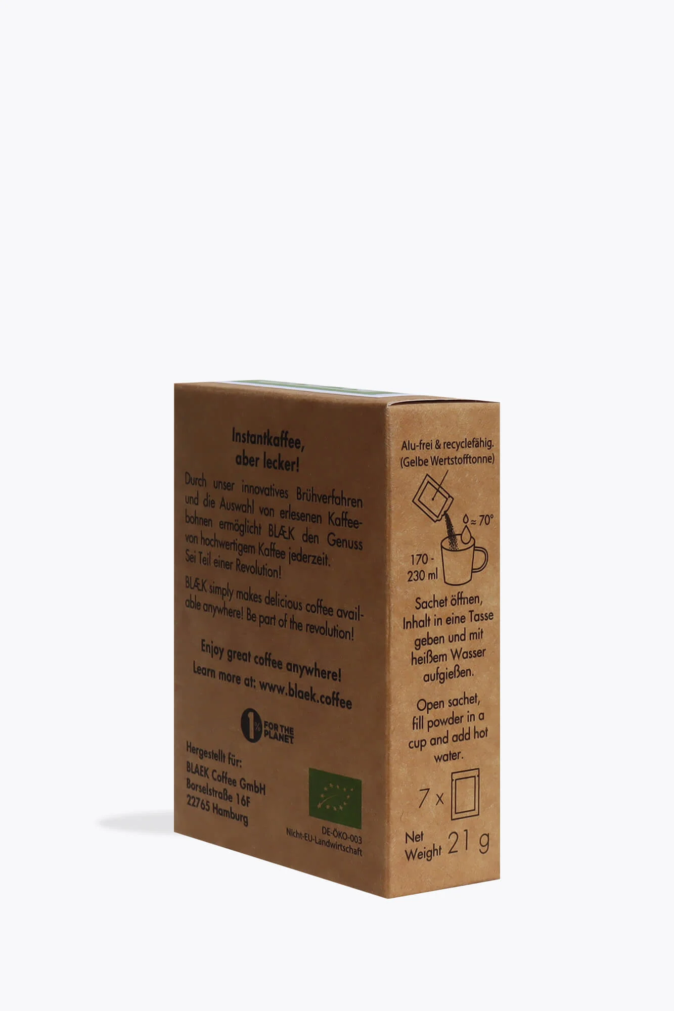 BLÆK Organic Instant Coffee No. 2 Peru 21g