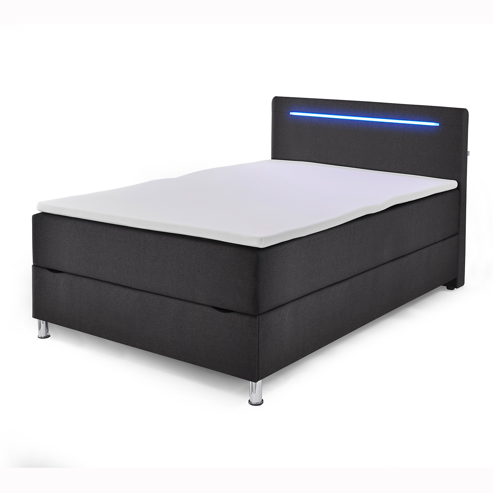 Boxspringbett- anthrazit - H2 - Bettkasten - LED-Beleuchtung - 120x200 cm