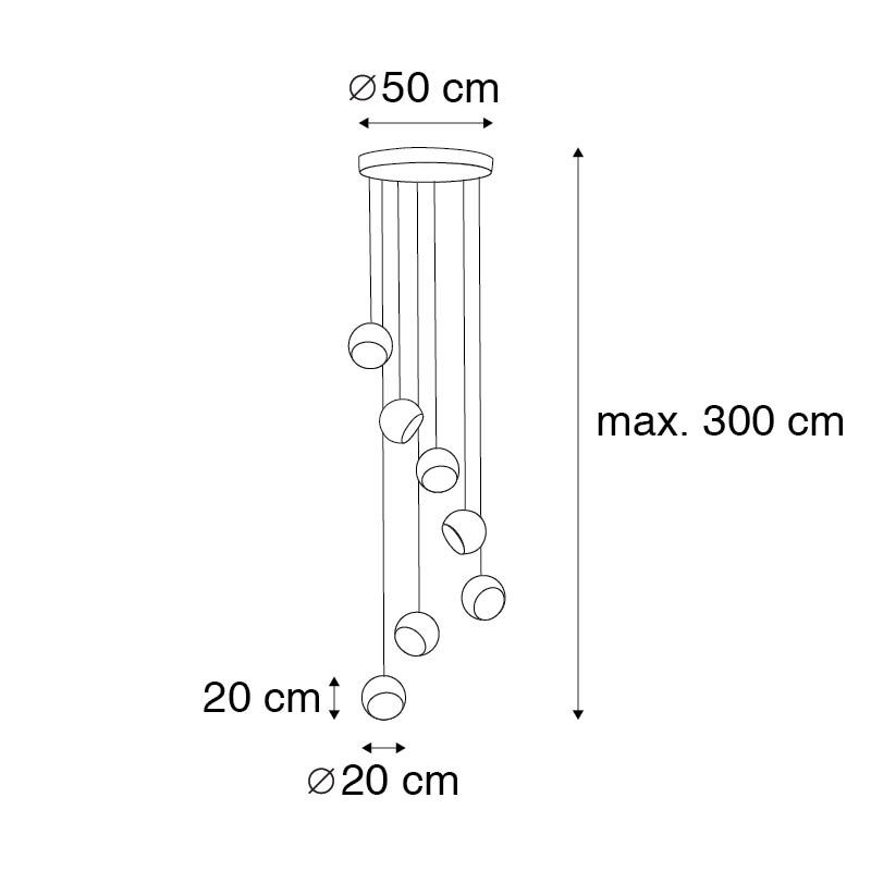 Hanglamp zwart met gouden binnenkant 7-lichts - Crooked Cluster