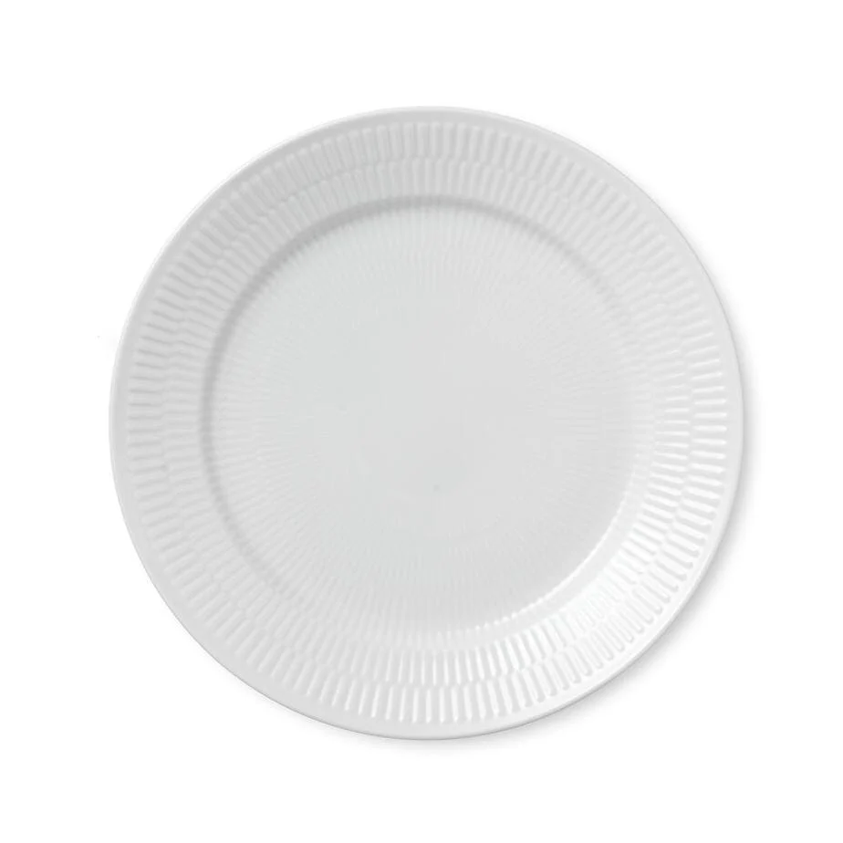 Royal Copenhagen  Hvid Riflet middagstallerken - Ø25 cm.