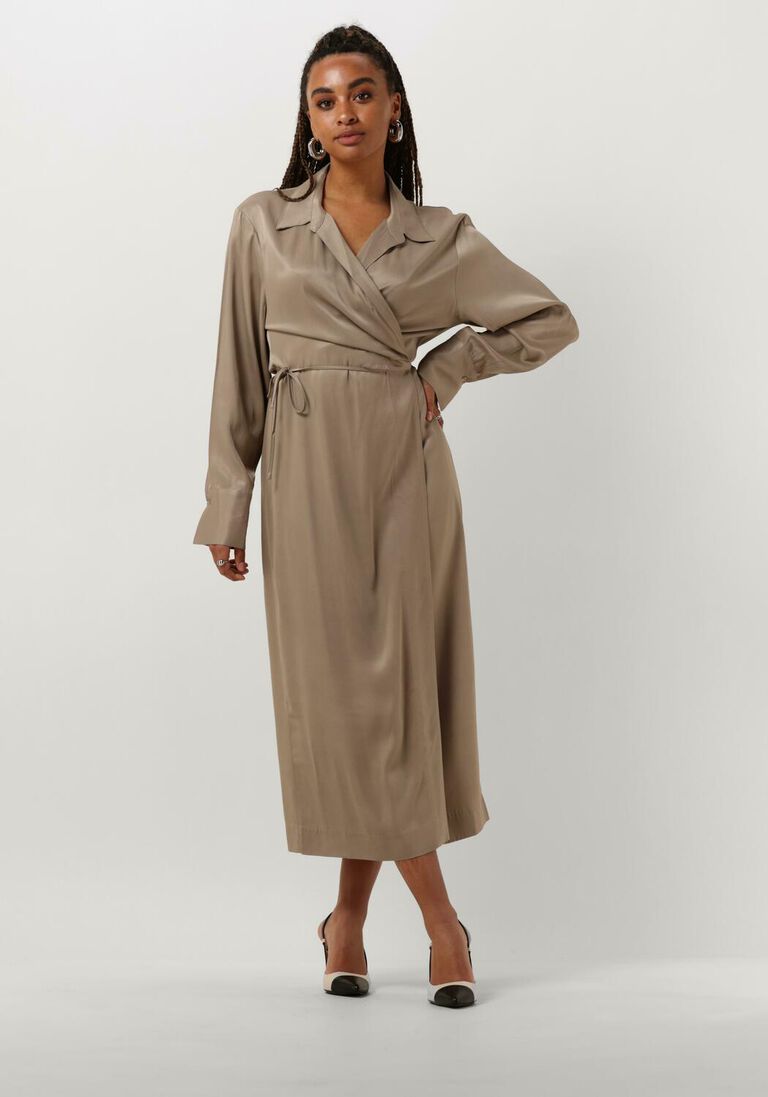 SECOND FEMALE beige second female midi jurk erina dress