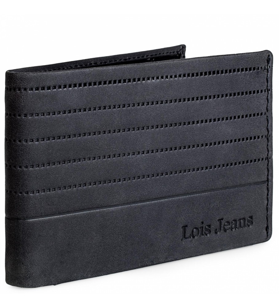 Carteira Lois em couro com porta-moedas externo e proteção RFID LOIS 202286 Preta