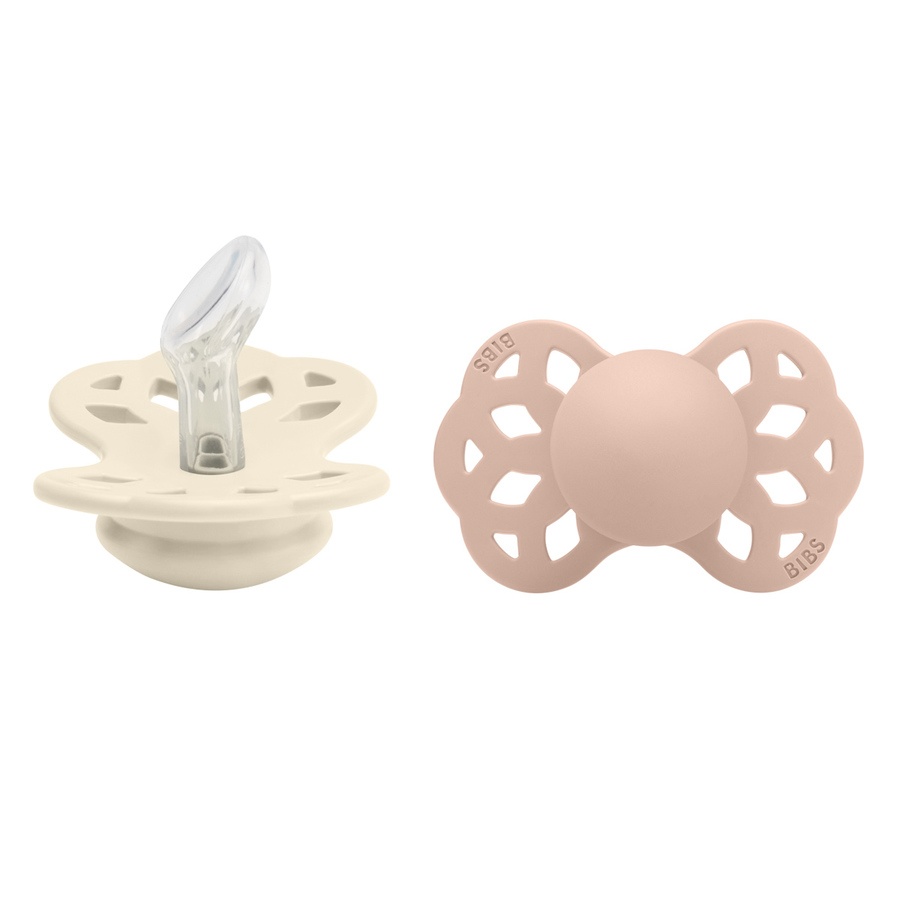 BIBS Pacifier Infinity Anatomical Silicone Ivory/Blush Size 1 2pcs