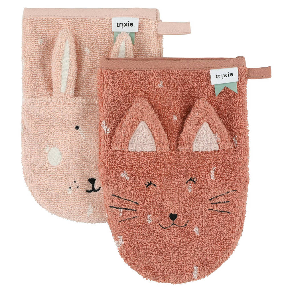 washandje - set van 2 Mrs. Cat - Mrs. Rabbit