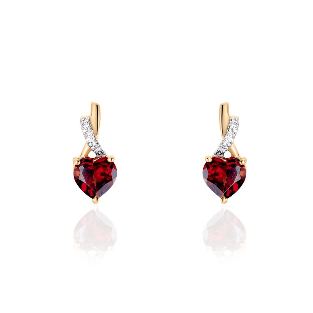 Boucles D'oreilles Puces Or Rose Clothilde Rhodolite
