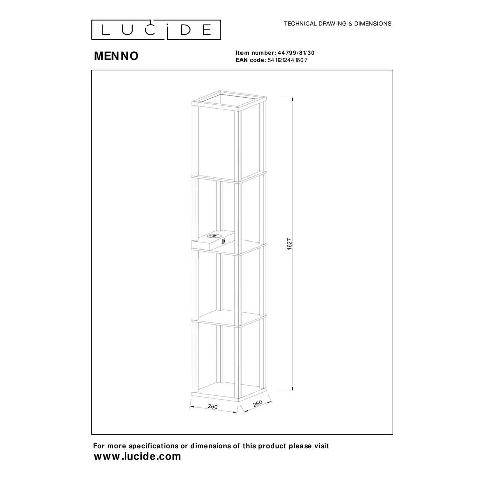 Lucide MENNO Vloerlamp - Zwart