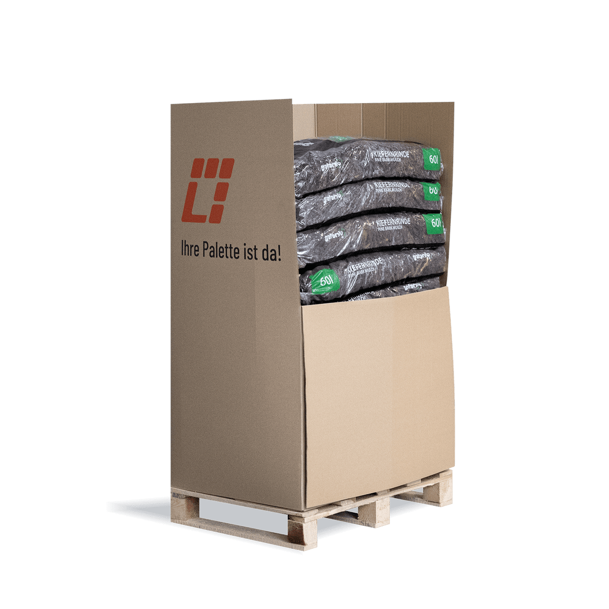 Galamio dennenschorsmulch, grof, 60l x 13 zakken, 780l pallet