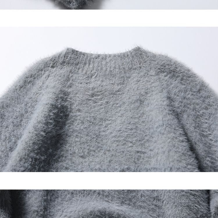 Shineon Studio - V-hals effen pluizig vest
