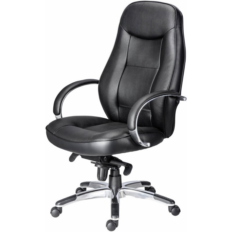 Fauteuil de bureau Kolos cuir - avec accoudoirs, appui-tête - Mécanisme Basculant axe décalé - Pied aluminium