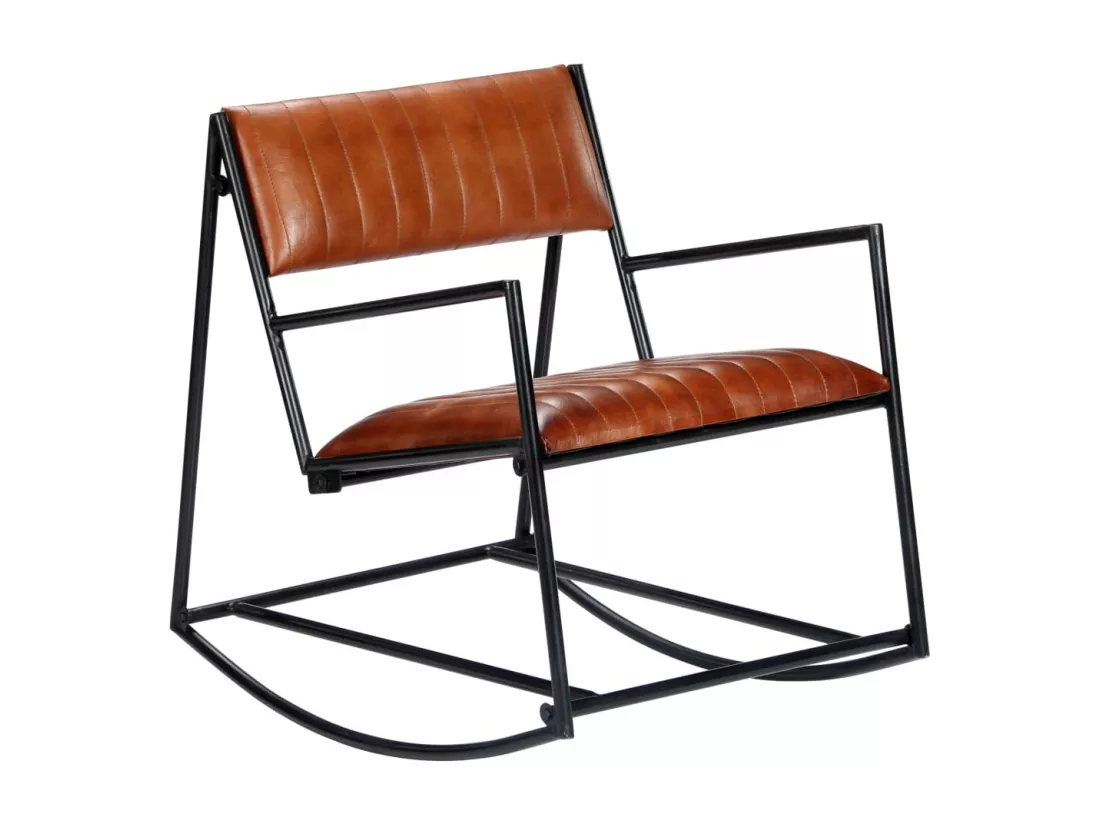Chaise à bascule Marron Cuir véritable