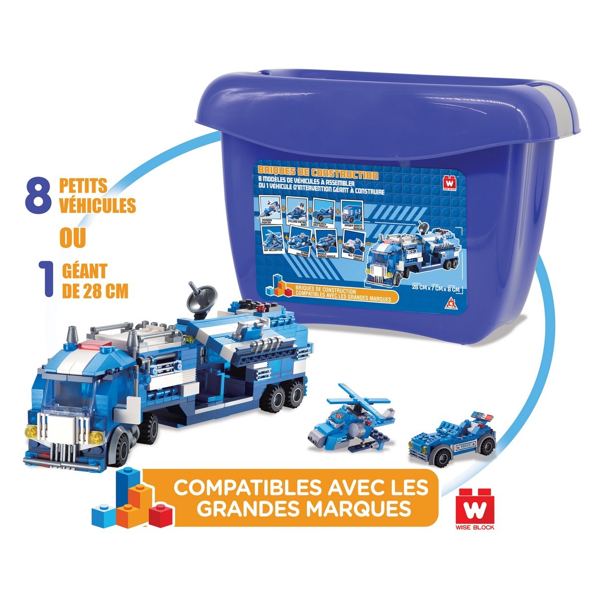 Baril de briques de construction - 8 modèles de véhicules à assembler
