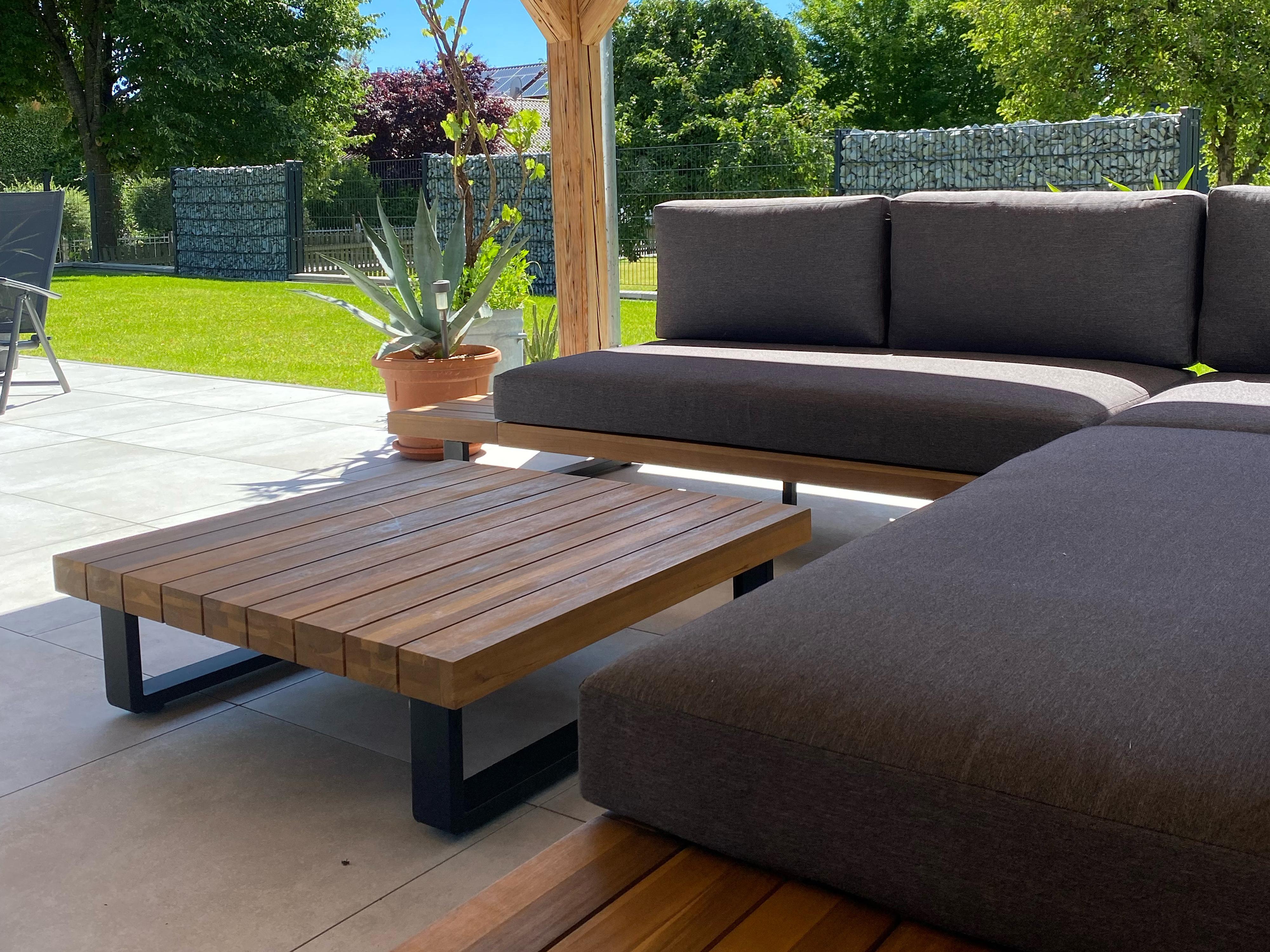 Tuin hoekloungeset met tafel 5-zits MYKONOS rechtszijdig Gecertificeerd acaciahout Donkergrijs