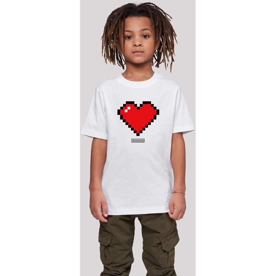 F4NT4STIC T-Shirt Pixel Herz Good Vibes Happy People weiß