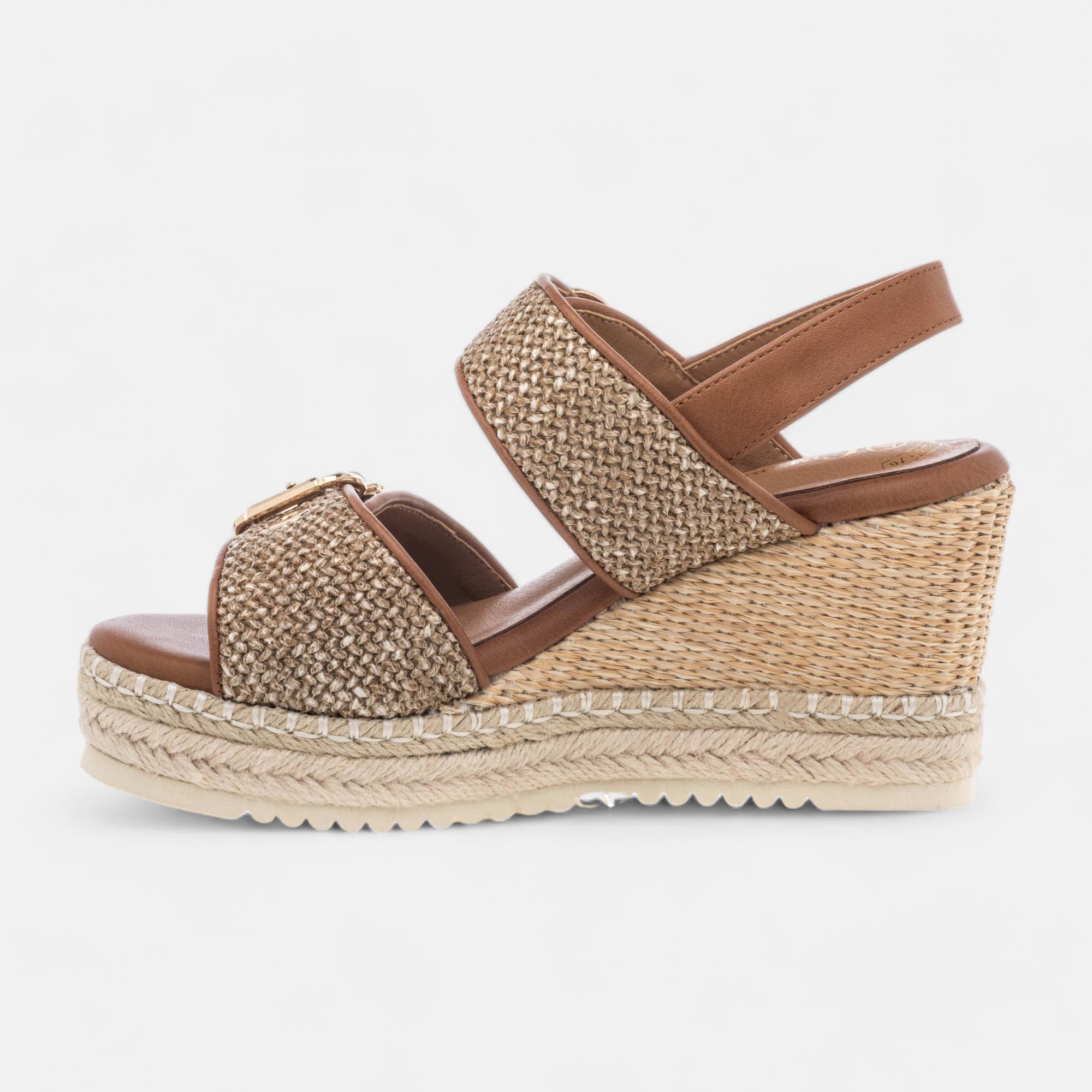 Sandales à talon compensé Femme cognac