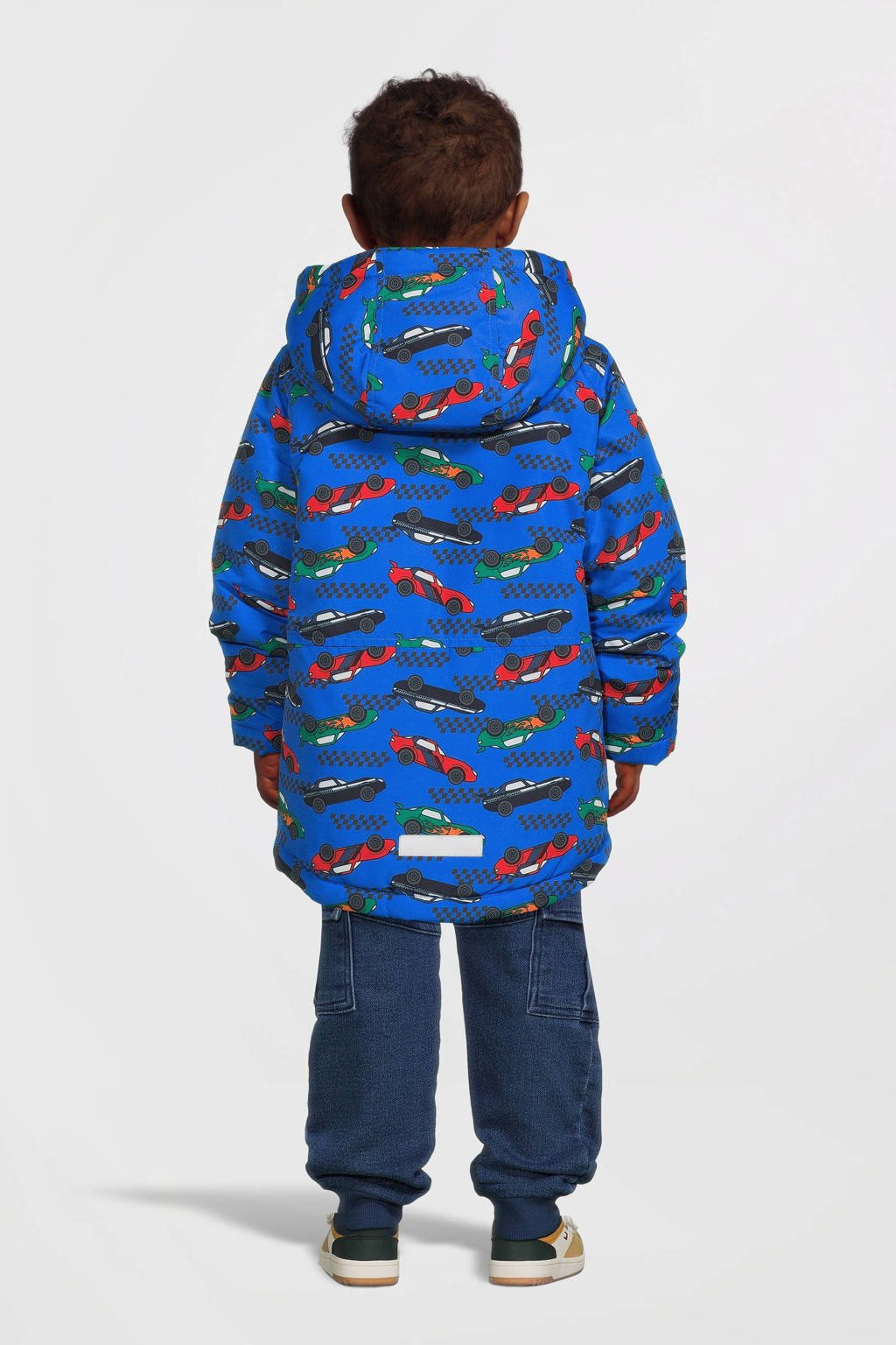 NAME IT winterjas NMMMAX met all over print hardblauw/rood/groen