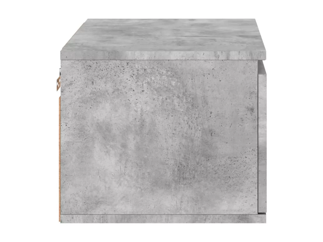 Table de chevet murale avec lumières LED gris béton