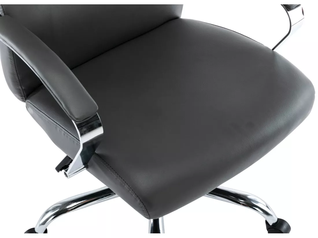 Chaise de bureau - Similicuir & Métal chromé - Gris - Faro XL