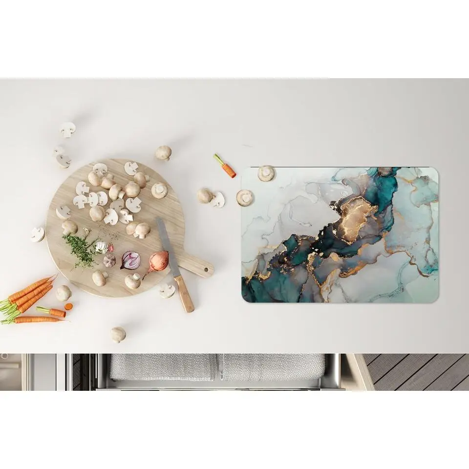 MuchoWow Placemat (6stuks) 45x30cm Marmer print Goud Blauw