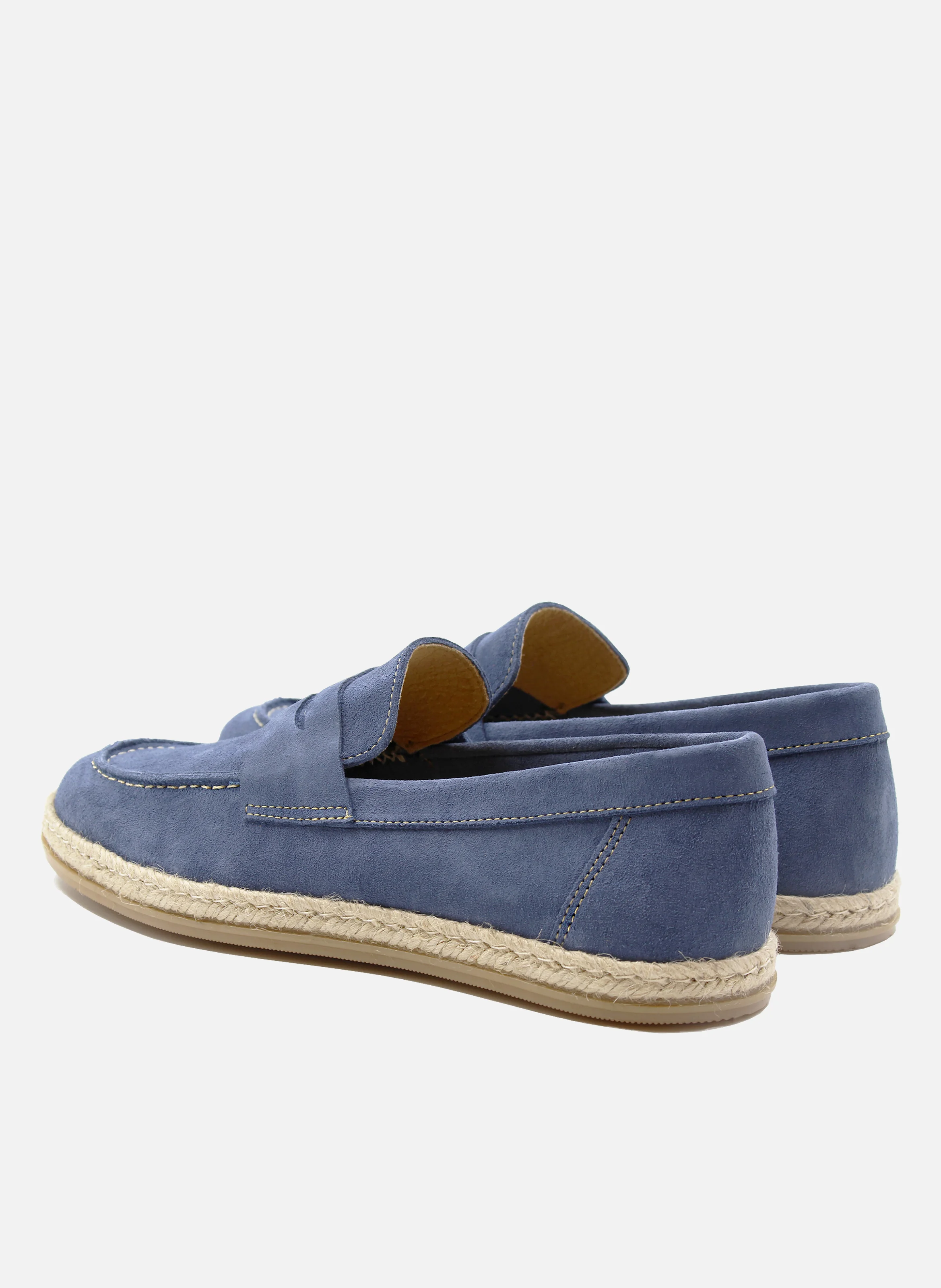 Mocassins espadrille cuir daim | Bleu