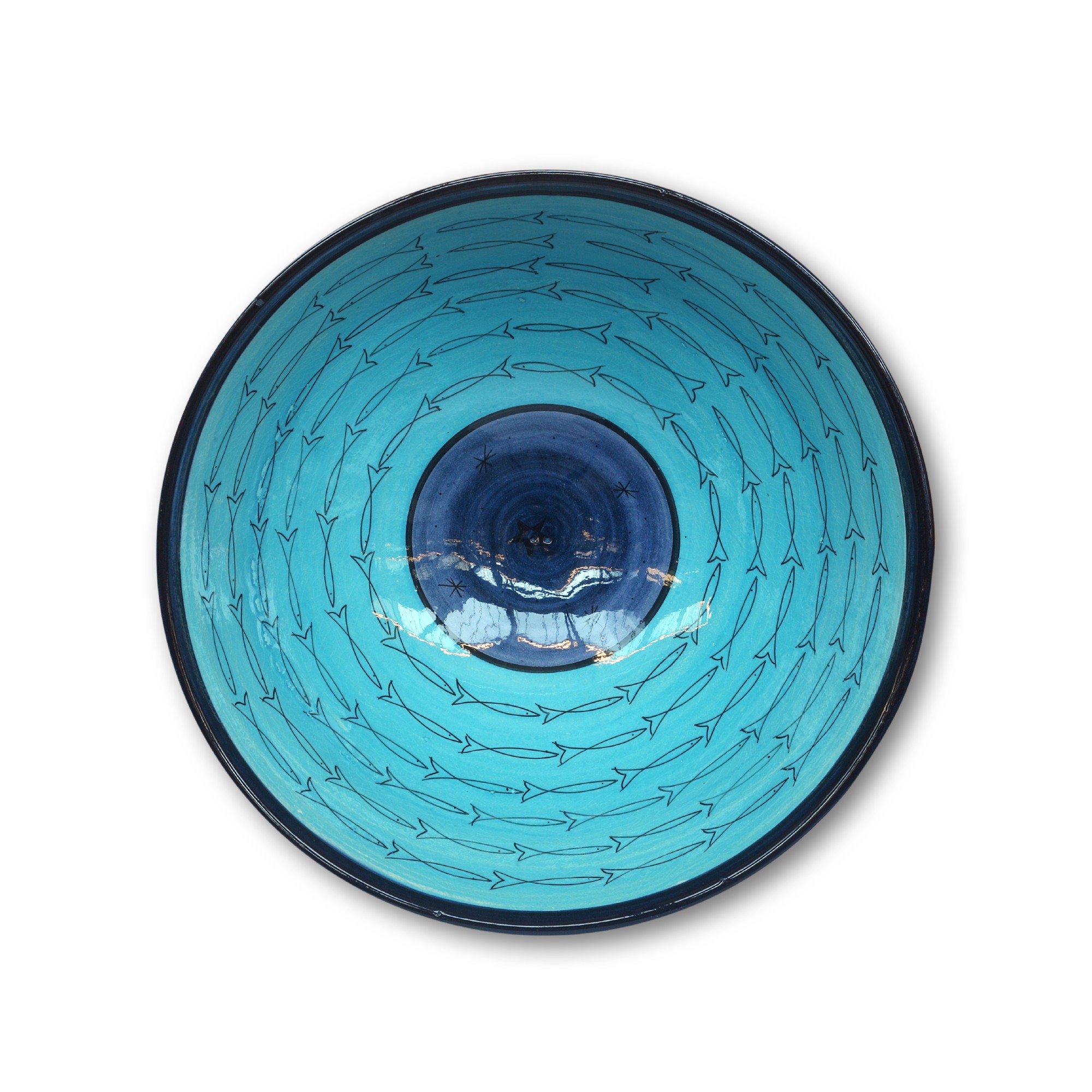 Zierschale 'Fisch', blau, Ø 30 cm, H 12 cm von fischer's lagerhaus