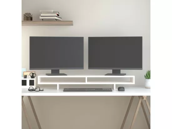 Support de moniteur Blanc 100x27x14 cm Bois de pin solide