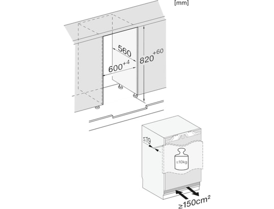 MIELE - Congélateur encastrable top FNUS 7040 D, Sous plan , No Frost