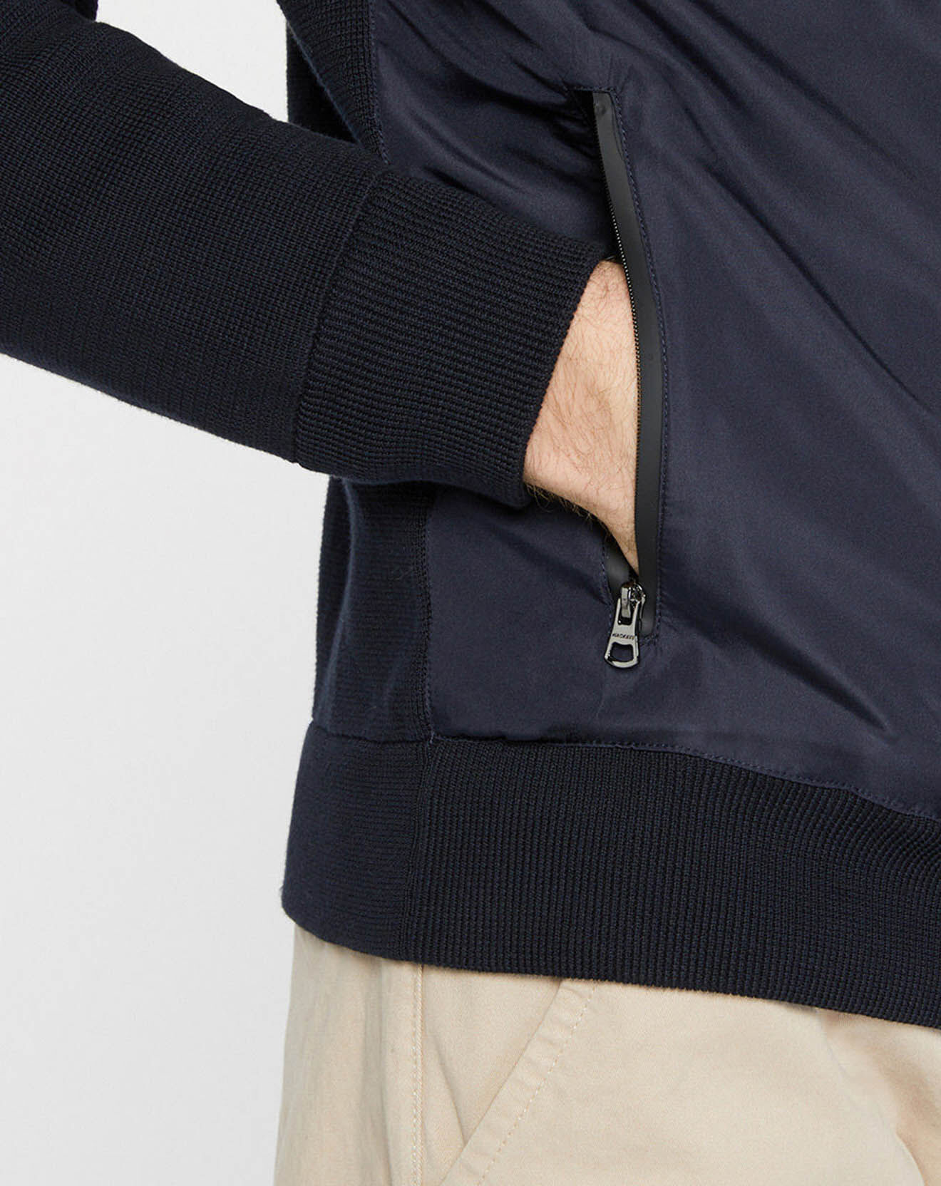 Hackett London Bombers en nylon & maille bleu nuit
