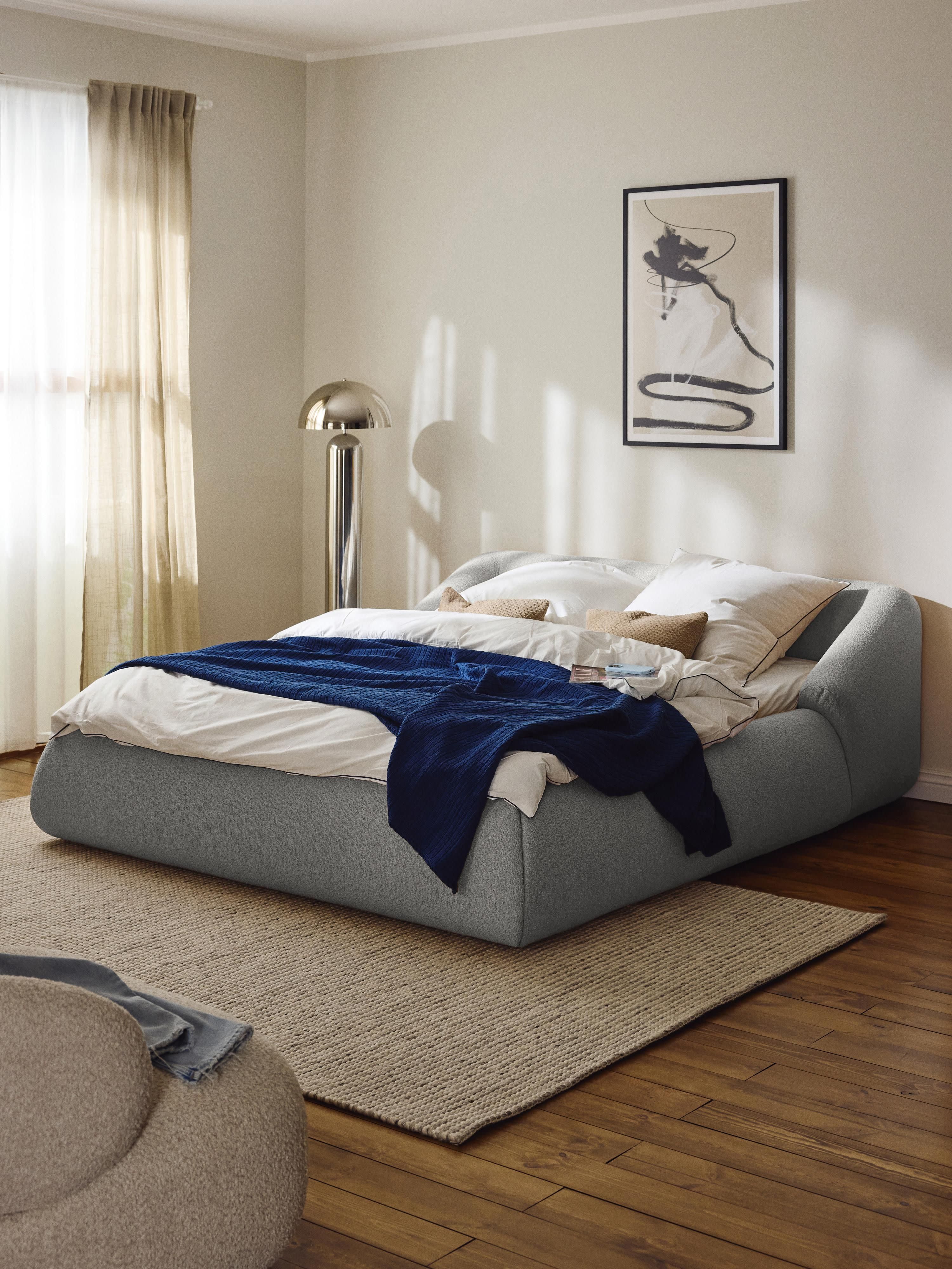 Gestoffeerd bouclé bed Sofia