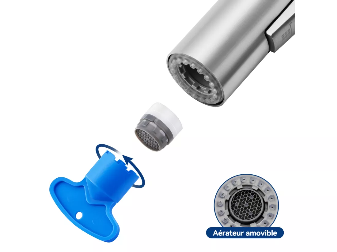 Cecipa max Robinet Douchette Brossé Mitigeur de Cuisine avec Douchette Extractible Mitigeur Évier avec 2 Modes de Sortie D'eau,EU Modèle