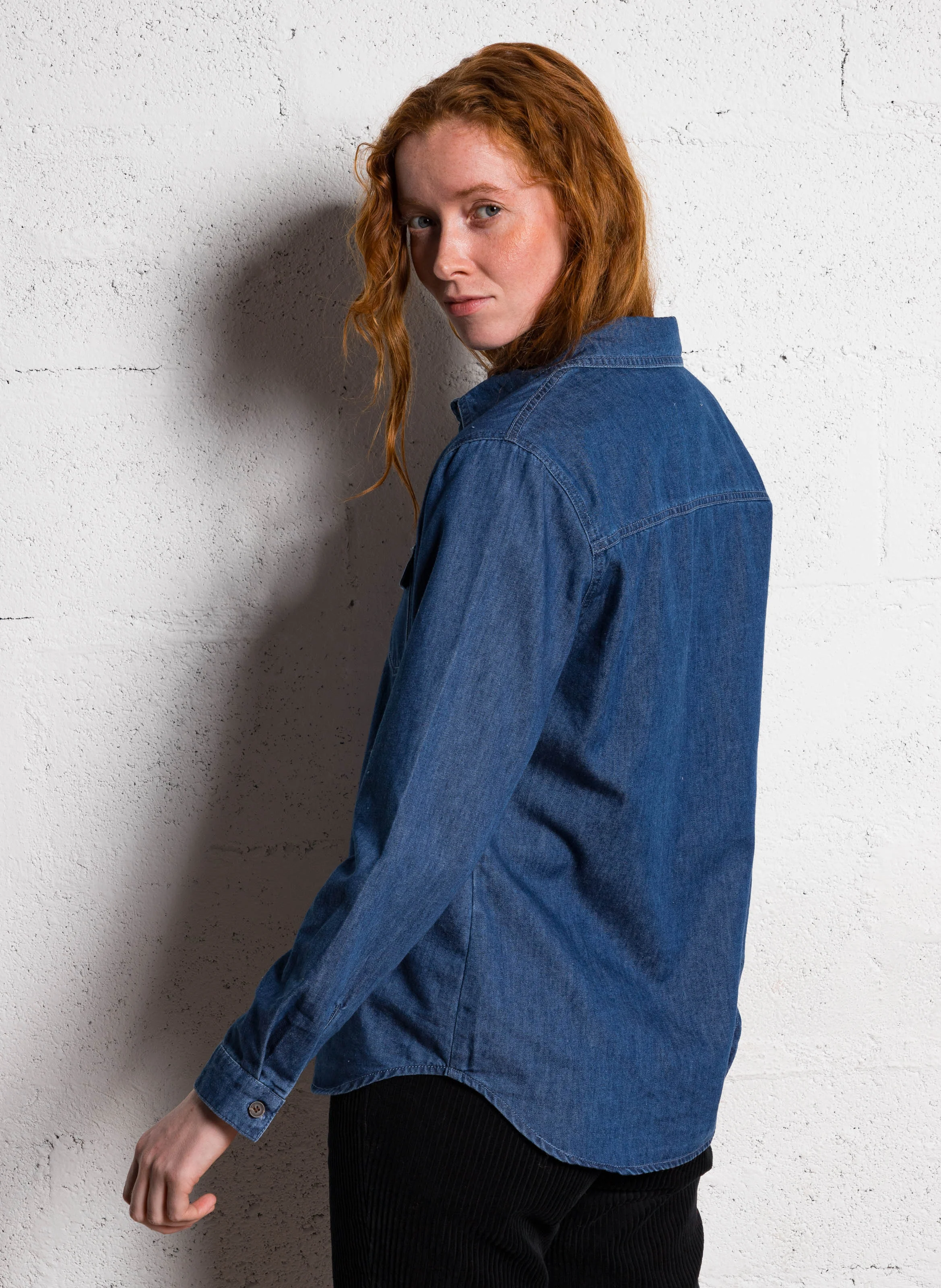 CECILIA - Chemise col classique en denim | Jean brut