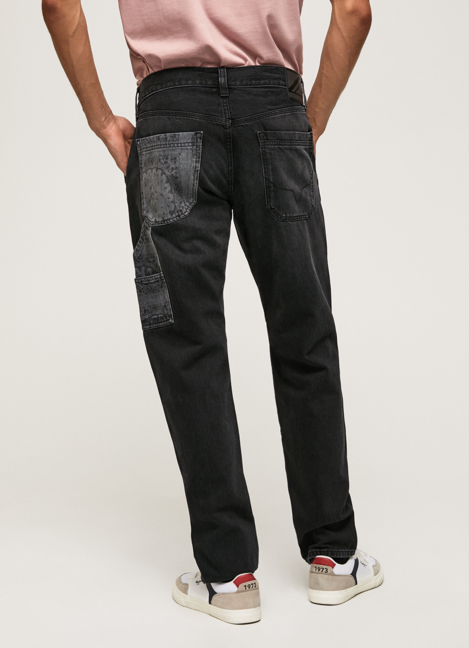 Calça jeans Jean Adams Relaxed Fit de cintura média - denim