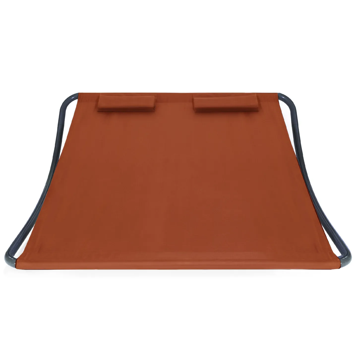 Lit bain de soleil 180 cm avec toile terracotta et structure gris foncé