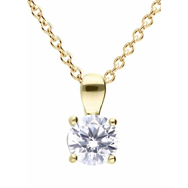 Collier zirconium plaqué or 24 carats en argent 925