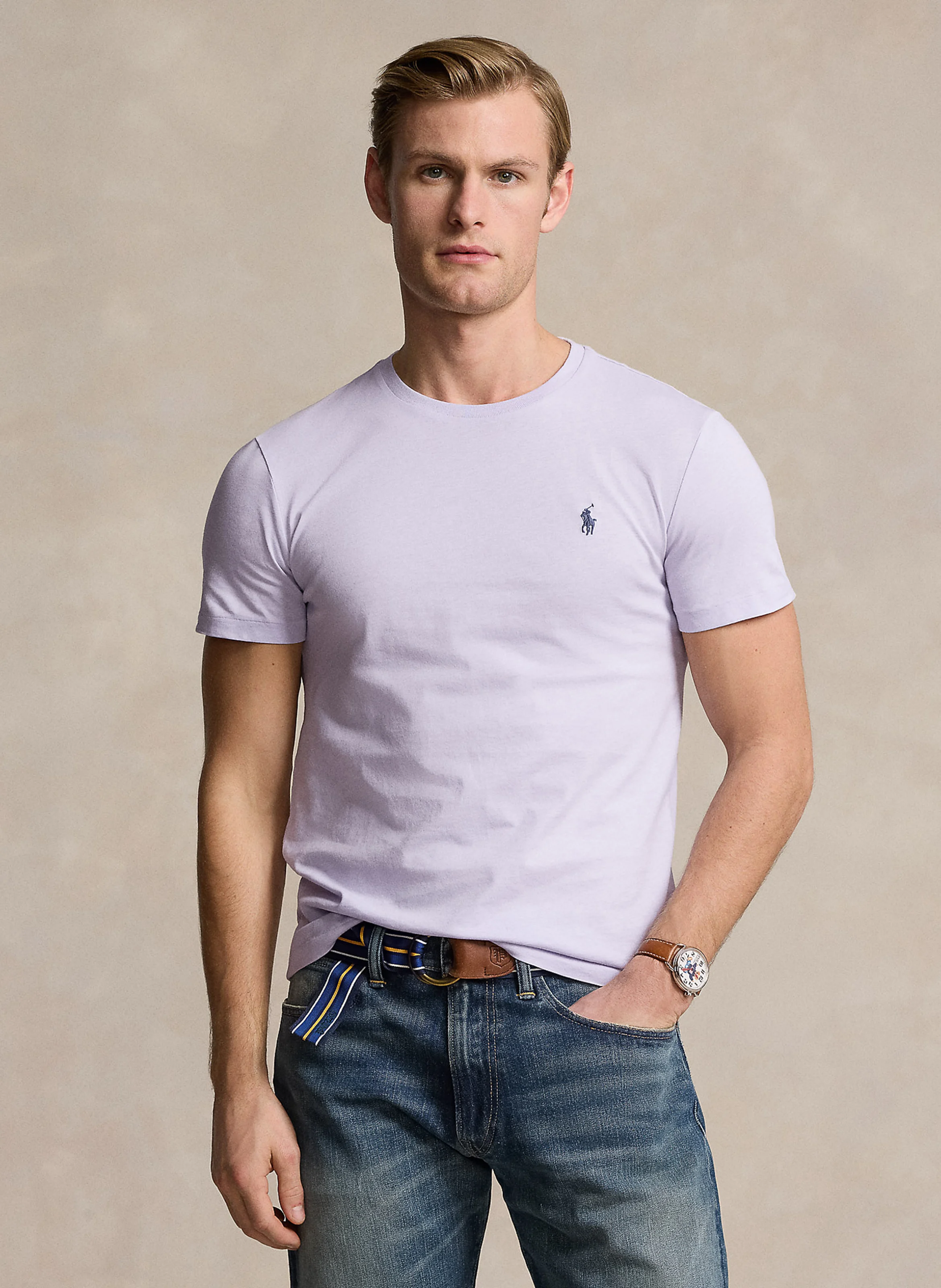 Tee-shirt col rond regular-fit en coton | Violet