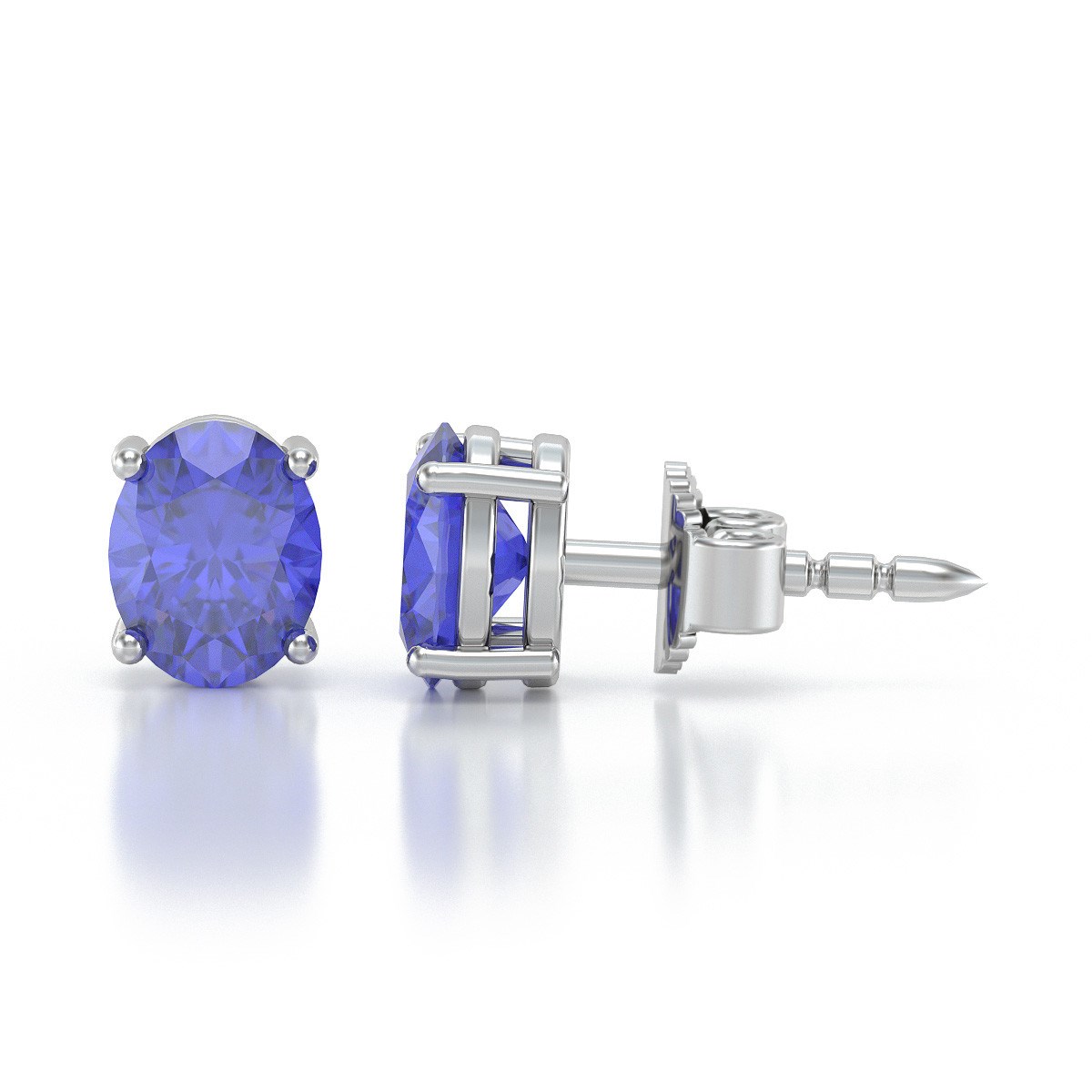 Boucles d'Oreilles en Tanzanite Ovale et Argent 925 - Élégance Classique 1.02gr | Aden Boutique