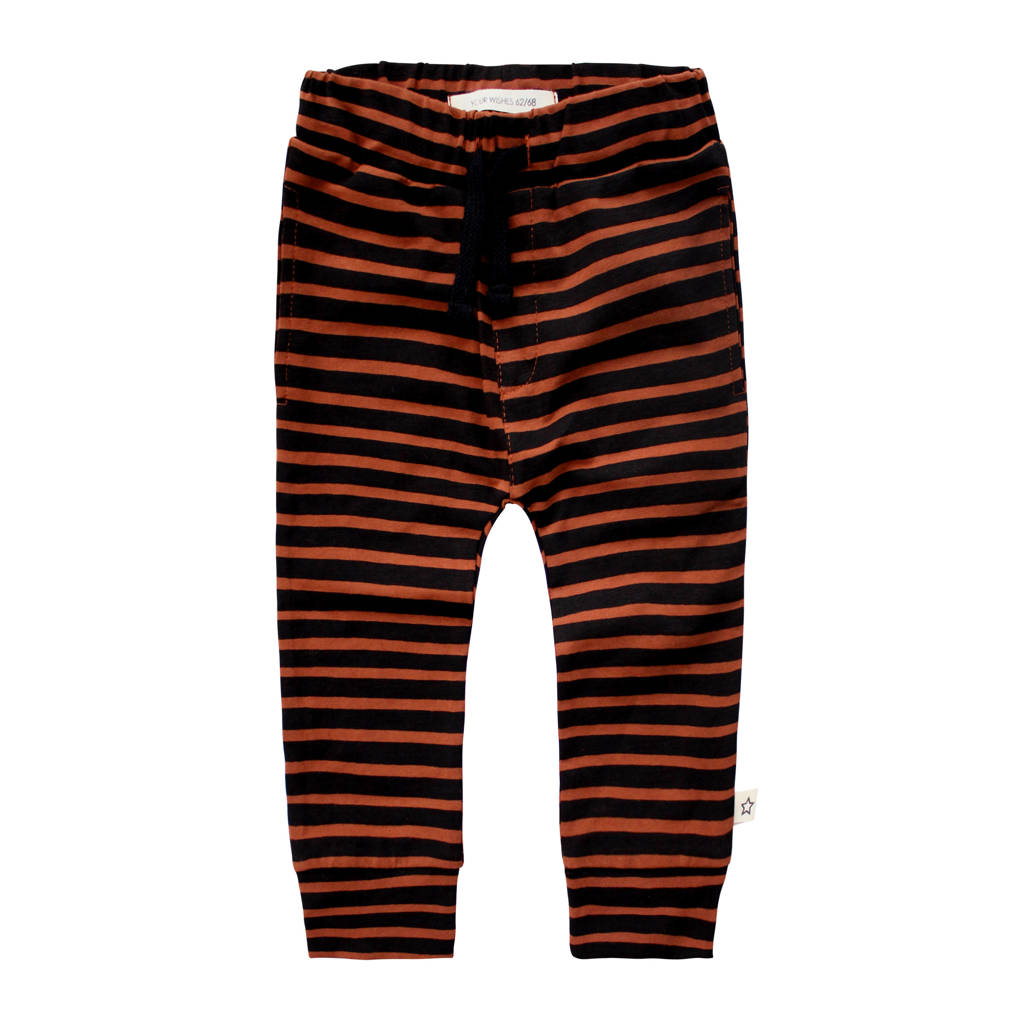 Your Wishes baby gestreepte broek met katoen bruin/zwart