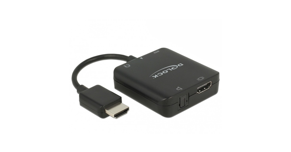 DeLOCKHDMI Audio Extractor compact adapter  (Zwart, 0,3 meter, 4K 60Hz, Tweedekans)