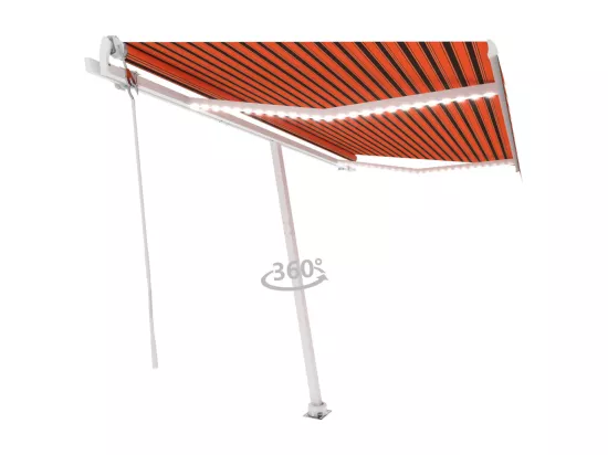 Auvent automatique capteur de vent/LED 400x300 cm Orange/marron