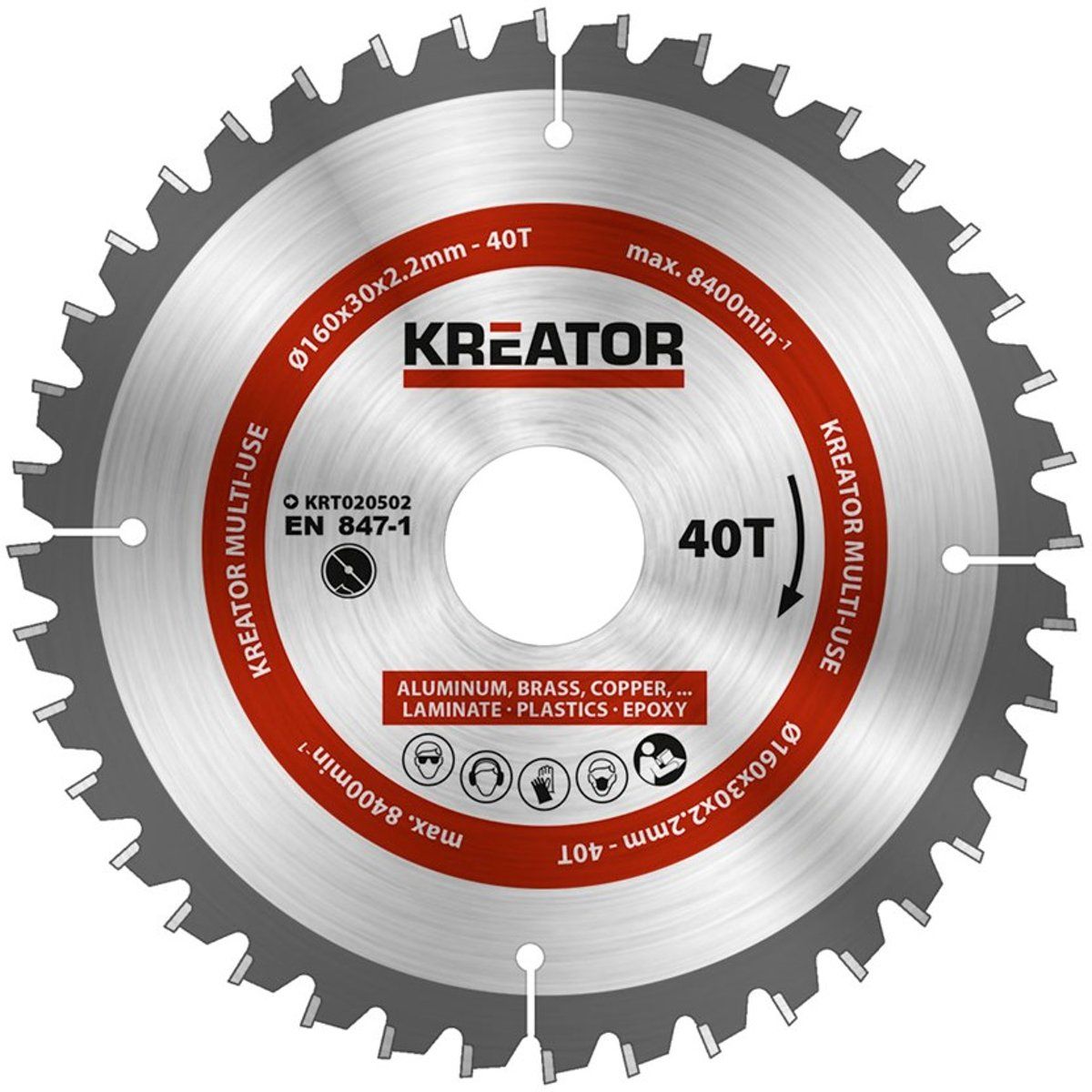 Kreator KRT020502 Cirkelzaagblad 160mm 40T - aluminium / plastics