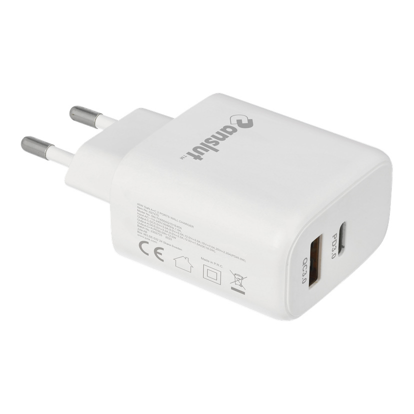Lader USB-A + USB-C 45 W 5V/3A 110/230 V