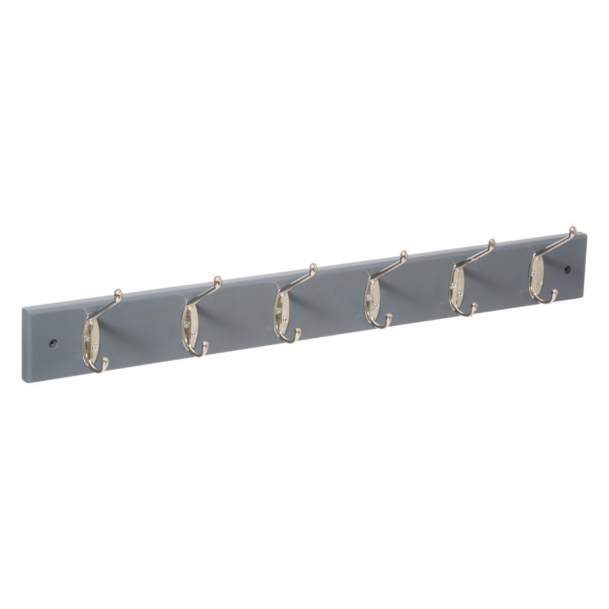 PATERE BOIS METAL 6 TETES GRIS